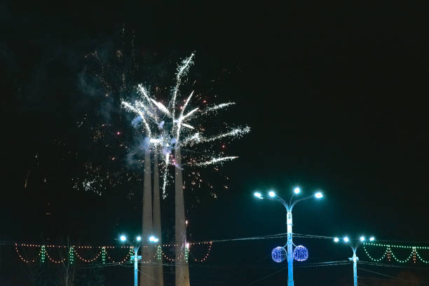 istock Inexpensive fireworks in the city on holiday. 1200327400