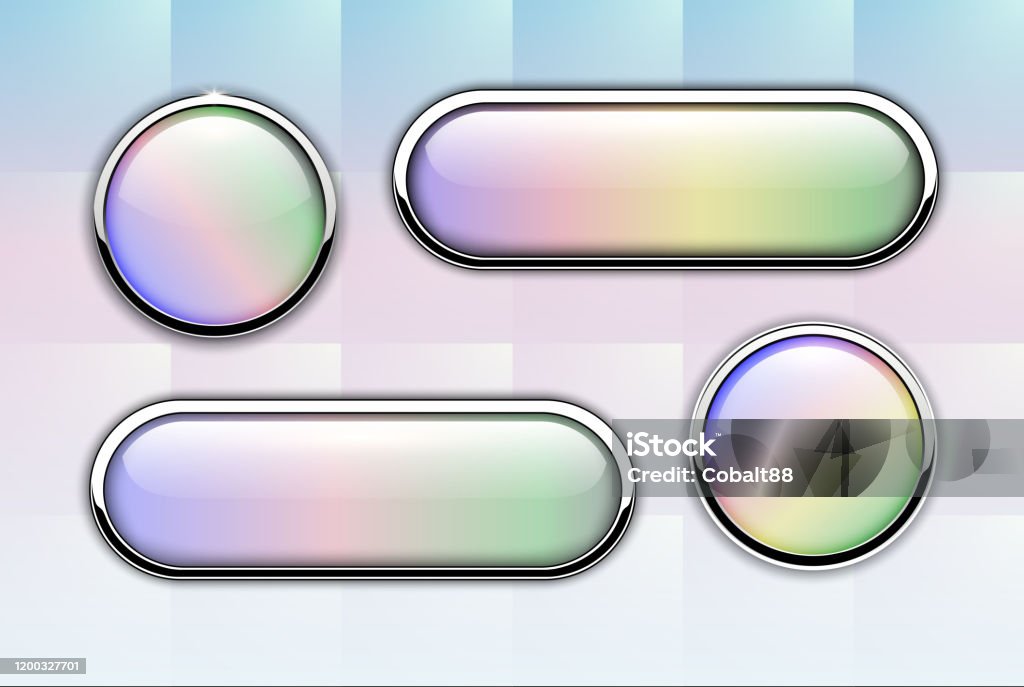 Metallic Button Embed Code Glossy Buttons With Metal Elements Stock Illustration - Download Image ...