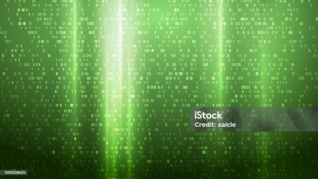 Glowing Green Technology Binary Code Abstract Background Stock ...