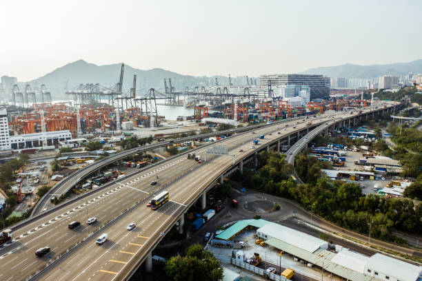istock Container Port and Highway in Hong Kong 1200328973