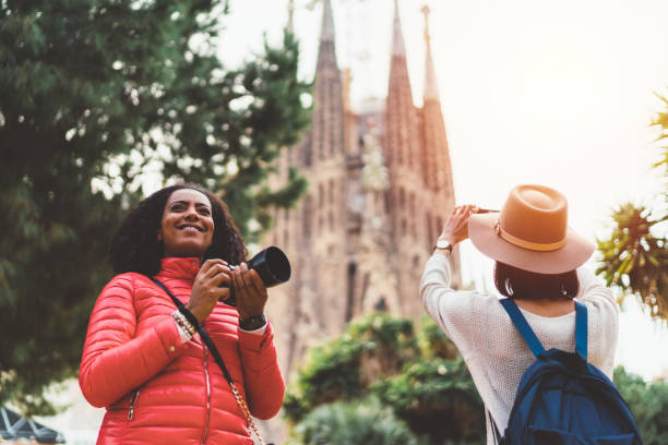 istock Friends enjoying vacation in Barcelona 1200330620
