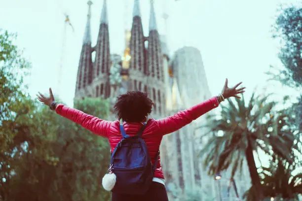 Photo of Tourist woman feeling enthusiastic in Barcelona