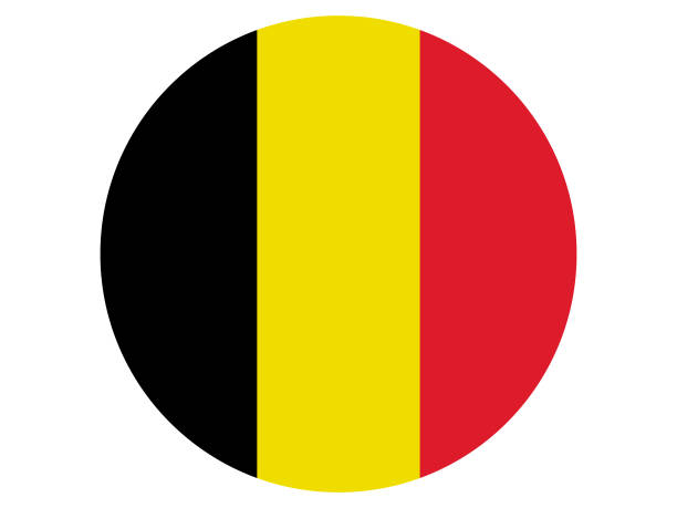stockillustraties, clipart, cartoons en iconen met cirkel vlag van belgië op witte achtergrond - belgische vlag