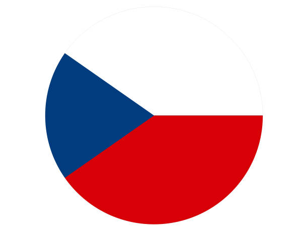 kreisflagge der tschechischen republik auf weißem hintergrund - tschechische flagge stock-grafiken, -clipart, -cartoons und -symbole