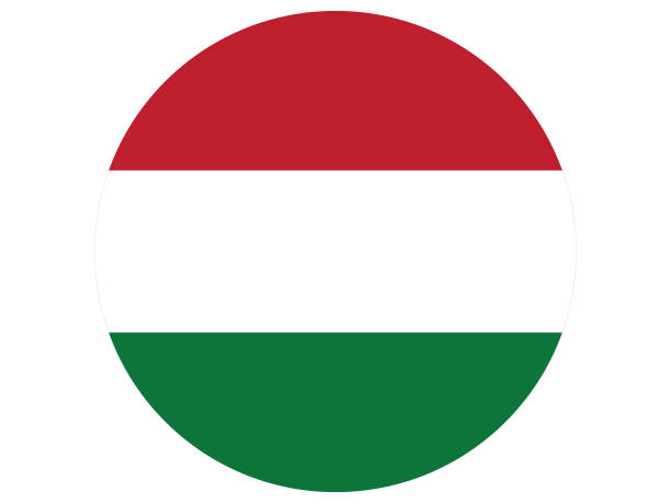 illustrazioni stock, clip art, cartoni animati e icone di tendenza di bandiera circolare dell'ungheria su sfondo bianco - hungarian flag