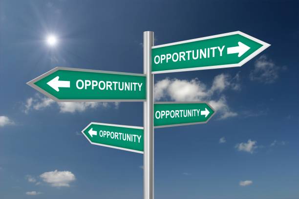 concepto de elección de signo de dirección de oportunidad - opportunity decisions forecasting ideas fotografías e imágenes de stock