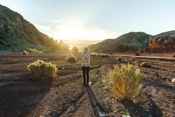 istock Woman walking in Atacama desert in Chile 1200334815