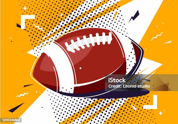 ポップアートスタイルのアメリカンフットボールボールのベクトルイラスト - アメフトボールのベクターアート素材や画像を多数ご用意 - アメフトボール, サッカーボール, ベクター画像