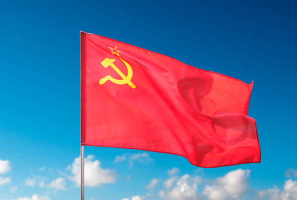 The Ussr flag, State Flag of the Union of Soviet Socialist Republics stock photo