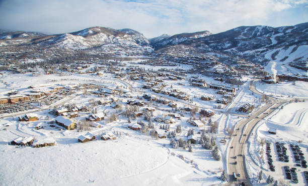 istock Winter town from above Colorado, USA 1200343130