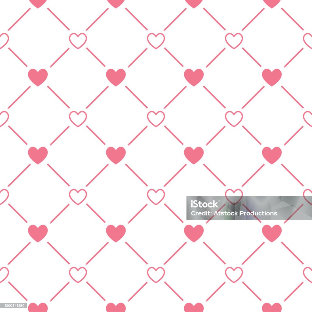 Pink Heart Pattern Line Pink Heart Shape And Line Illustration Seamless Pattern On White ...