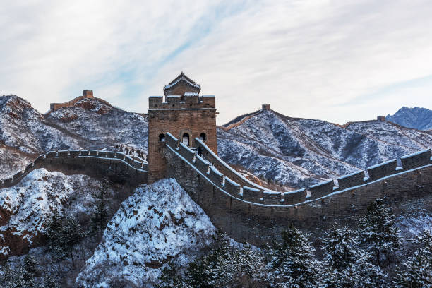 istock Great Wall of China covered with snow 1200347983