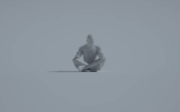 istock Monochrome Meditation Body/Silhouette in fog blurred background 3D Rendering 1200348577