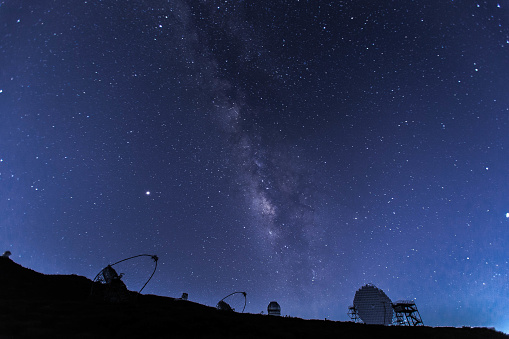 Milky Way over the island of La Palma and the Roque de los Muchachos Observatory