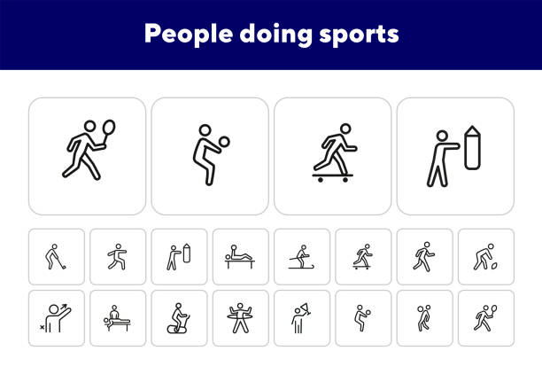 illustrations, cliparts, dessins animés et icônes de les gens faisant l'icône de ligne de sports ensemble - foot massage