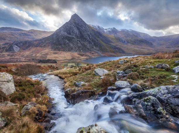 Tryfan Mountain Snowdonia in North Wales. stock photo