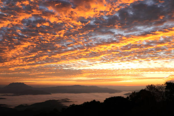 istock The sky is dense scales and fog before sunrise. 1200351884