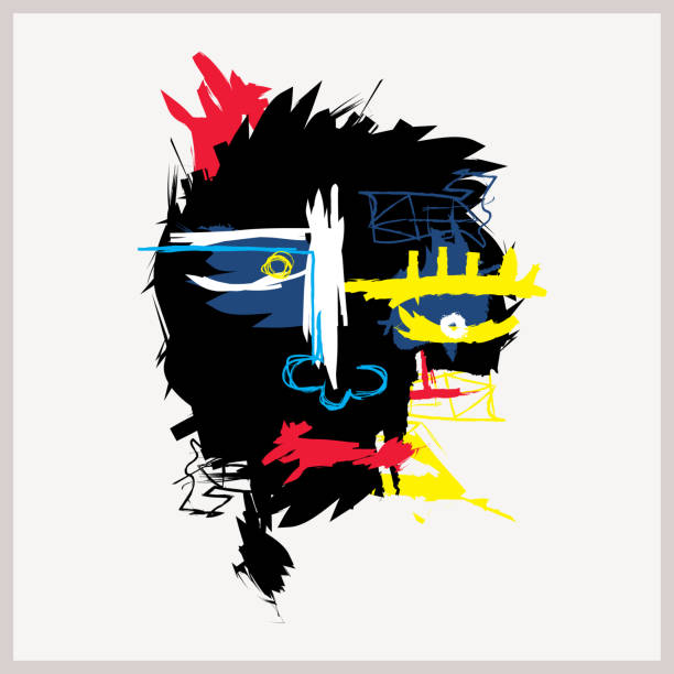 illustrations, cliparts, dessins animés et icônes de l'art abstrait dans le style néo-expressionnisme primitif - light painting