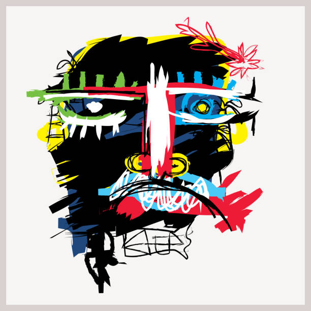 illustrations, cliparts, dessins animés et icônes de l'art abstrait dans le style néo-expressionnisme primitif - light painting