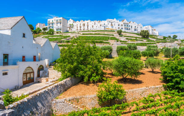 vista panoramica a locorotondo, provincia di bari, puglia ( puglia), italia meridionale. - glen trool foto e immagini stock