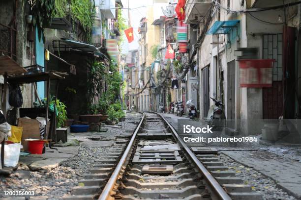 Hanoi Train Street Vietnam Stock Photo - Download Image Now - Hanoi, Street, Train - Vehicle