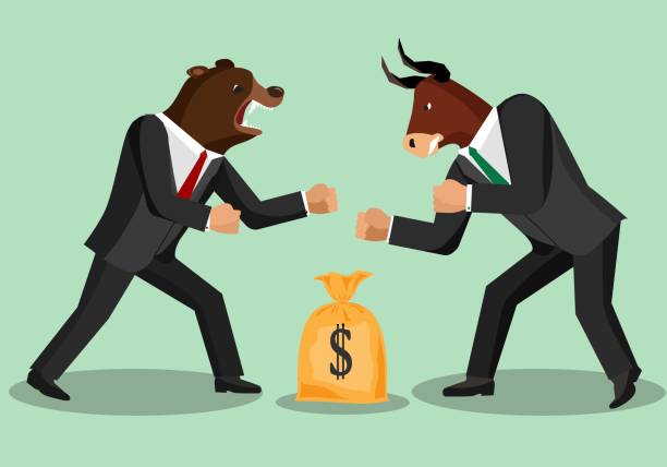 istock Bull vs. Bear on the Stock Market. Vector illustration 1200360567