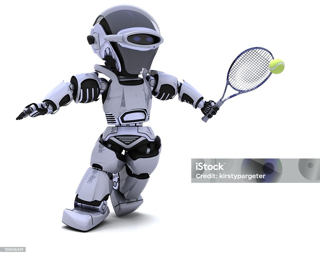 Robot jugar al tenis - Foto de stock de Adulto libre de derechos