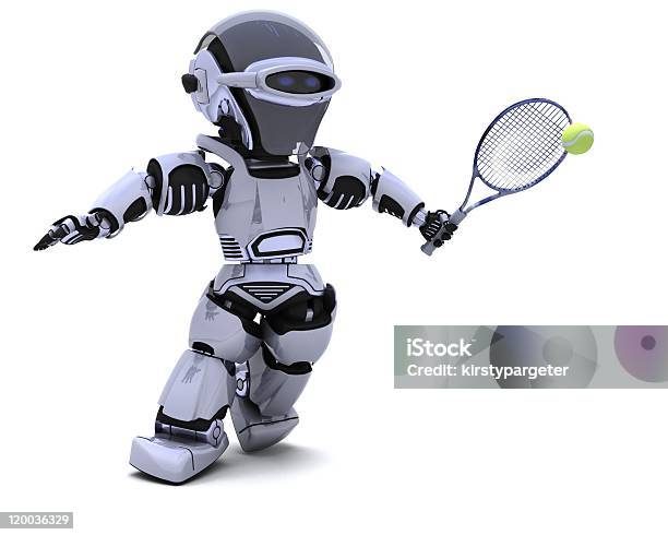 Robot Jugar Al Tenis Foto de stock y más banco de imágenes de Adulto - Adulto, Color - Tipo de imagen, Deporte