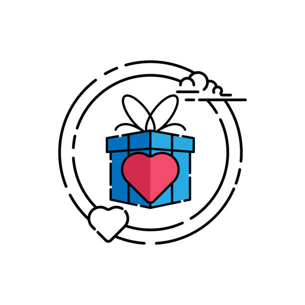 значок подарочной коробки изолирован на белом фоне из коллекции событий. - white background valentines day box heart shape stock illustrations