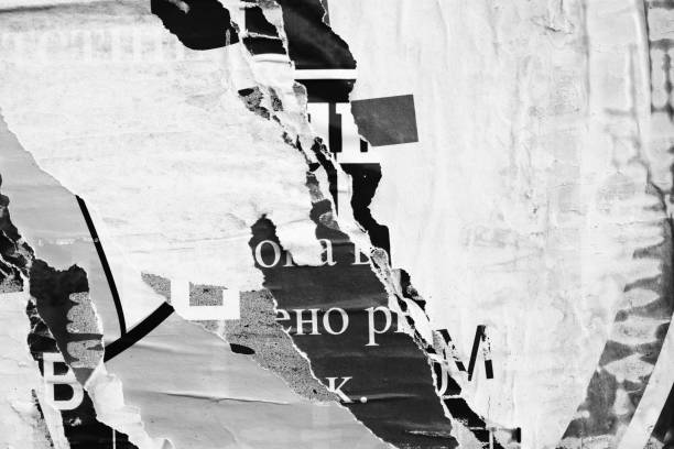 istock Blank white black old ripped torn paper crumpled creased posters grunge textures backdrop backgrounds placard 1200366651