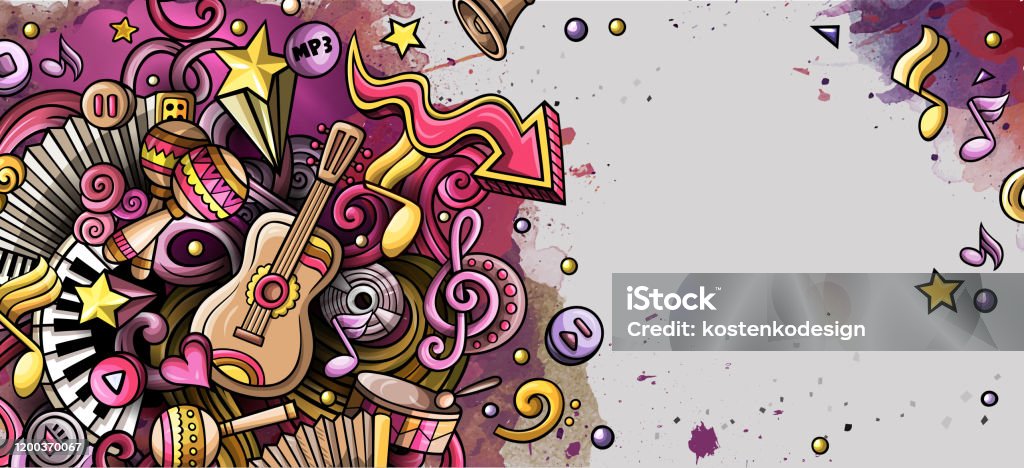 Music Hand Drawn Doodle Banner Cartoon Detailed Illustrations Stock  Illustration - Download Image Now - iStock