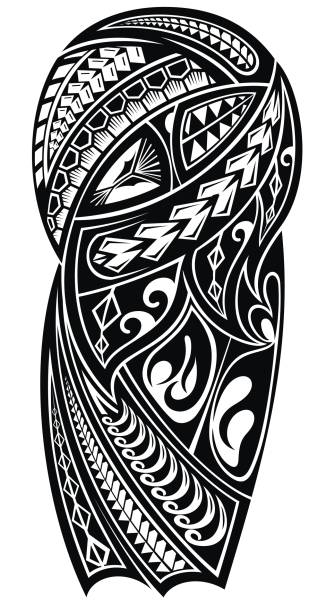 illustrazioni stock, clip art, cartoni animati e icone di tendenza di tatuaggio in stile tribale - polynesia
