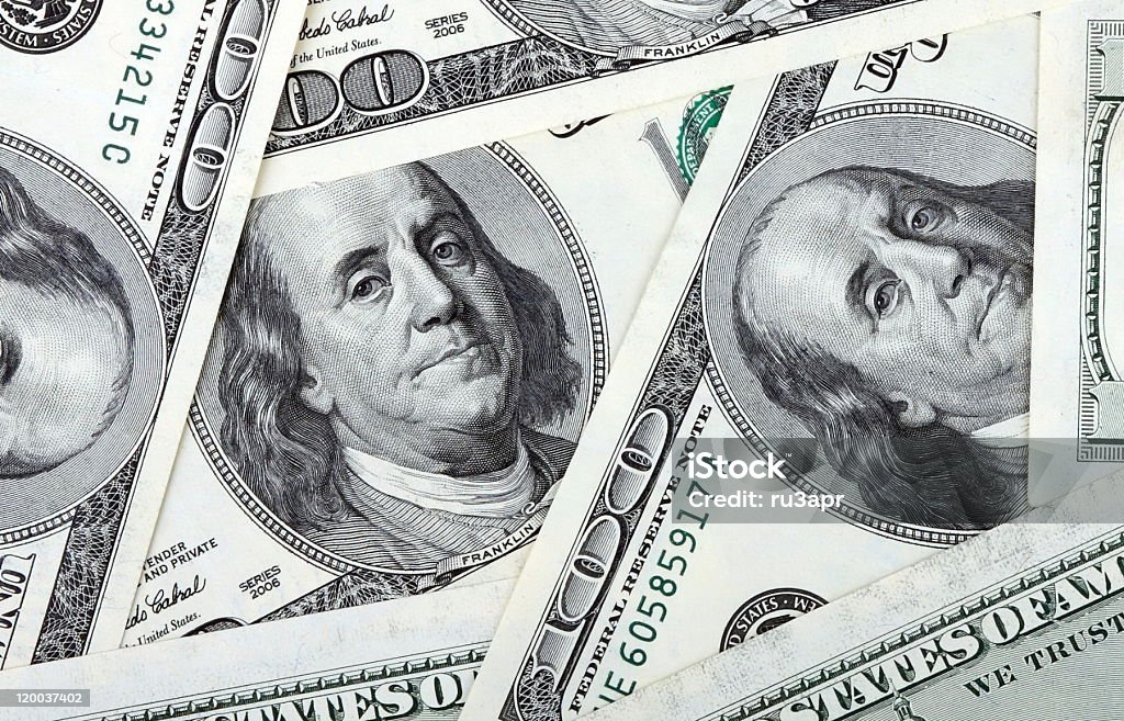 Centenas de notas de Dólar Americano - Royalty-free Abstrato Foto de stock