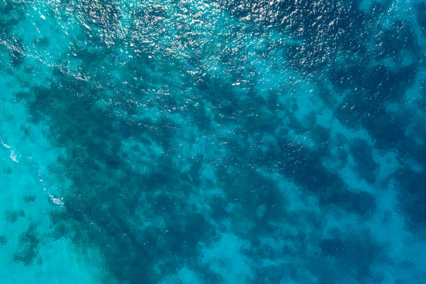 istock Texture of blue transparent sea water 1200375141