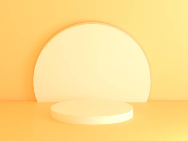 istock 3D Render of Abstract Yellow Composition with Podium 1200383008