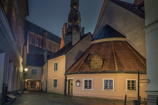 Night building in old town, Riga , Latvia