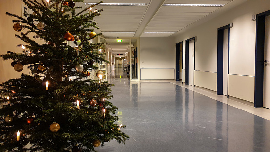 Decorated Christmas tree in a hospital