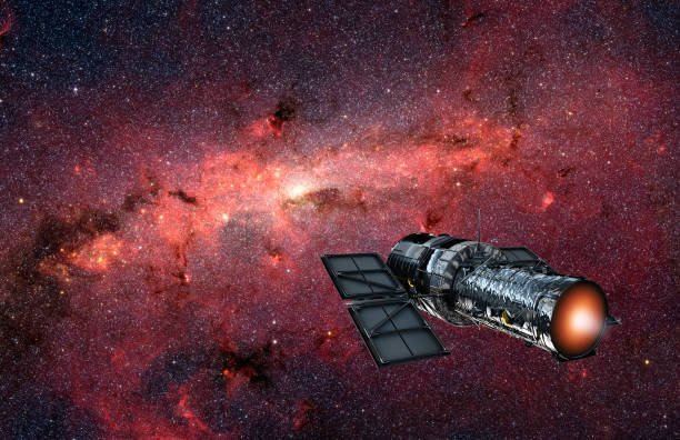 istock Spaceship flying to galaxy in universe. Nice galaxy like nebula in outer space. Spacecraft on background of deep cosmos. Future space explorations concept. 1200406601