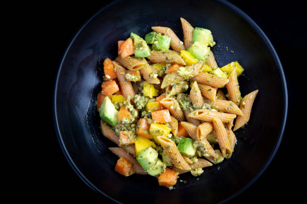 Red Papaya, avocado and mango with pasta