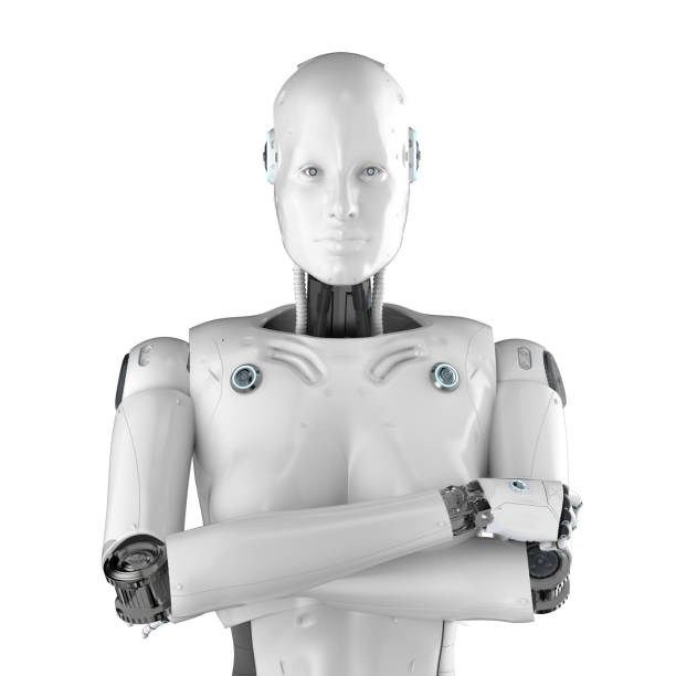 istock Female cyborg arm crossed 1200415173