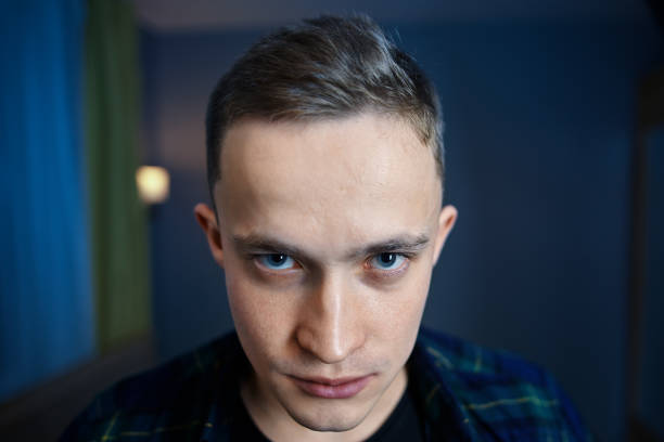 Close up of face of young handsome man horizontal shot