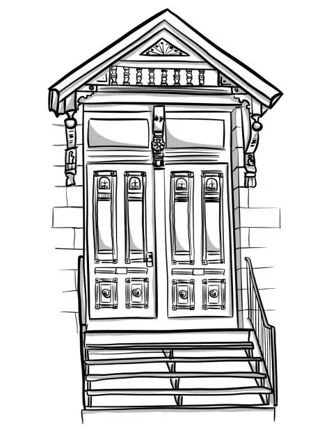 Vector illustration of Wooden Heritage Door