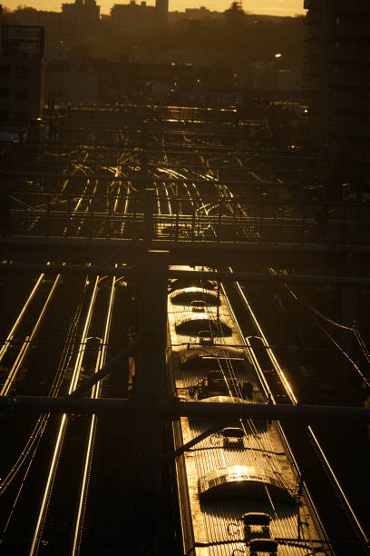 istock Image of the evening skyline and the line 1200424565