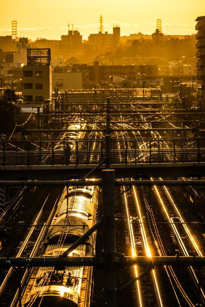 istock Image of the evening skyline and the line 1200424582