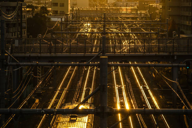 istock Image of the evening skyline and the line 1200424585