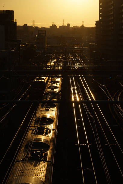 istock Image of the evening skyline and the line 1200424646
