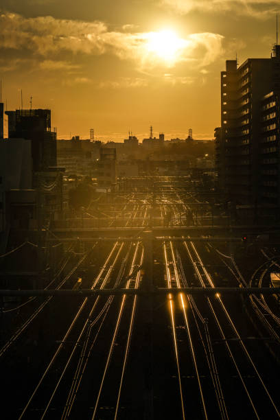 istock Image of the evening skyline and the line 1200424650
