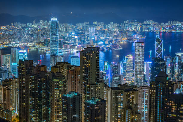 istock Hong Kong night view seen from Victoria Peak 1200424824