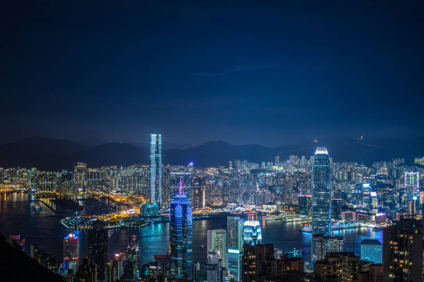 istock Hong Kong night view seen from Victoria Peak 1200424831