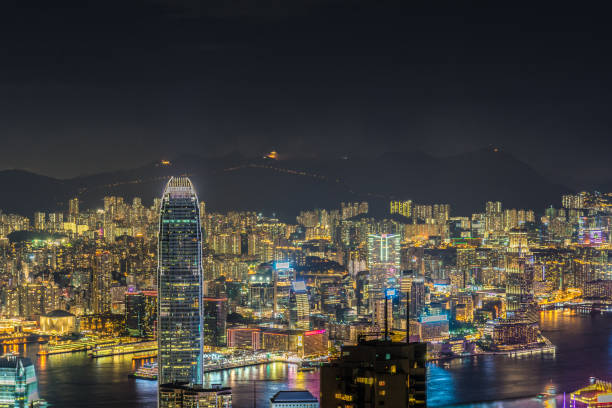 istock Hong Kong night view seen from Victoria Peak 1200425357